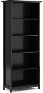 SIMPLIHOME Amherst SOLID WOOD 30 Inch Transitional 5 Shelf Bookcase in Black, For the Living Room, Study Room and Office