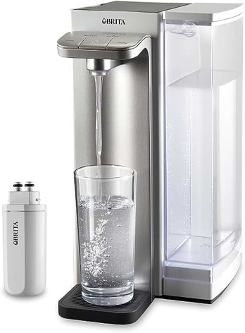 Brita Hub Instant Powerful Countertop Water Filter System, 12 Cup Water Reservoir, Includes 6 Month Carbon Block Filter, White, 87340