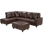 pyf-sf-bn001-pl-3of3 sectional sofa brown leather ***** incomplete ottoman only 