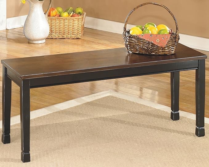 Signature Design by Ashley Owingsville Modern Farmhouse Dining Room Bench, Black and Brown