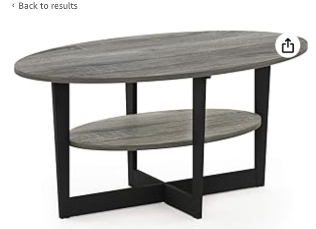FURINNO Coffee Table, 1-Pack, French Oak Grey/Black