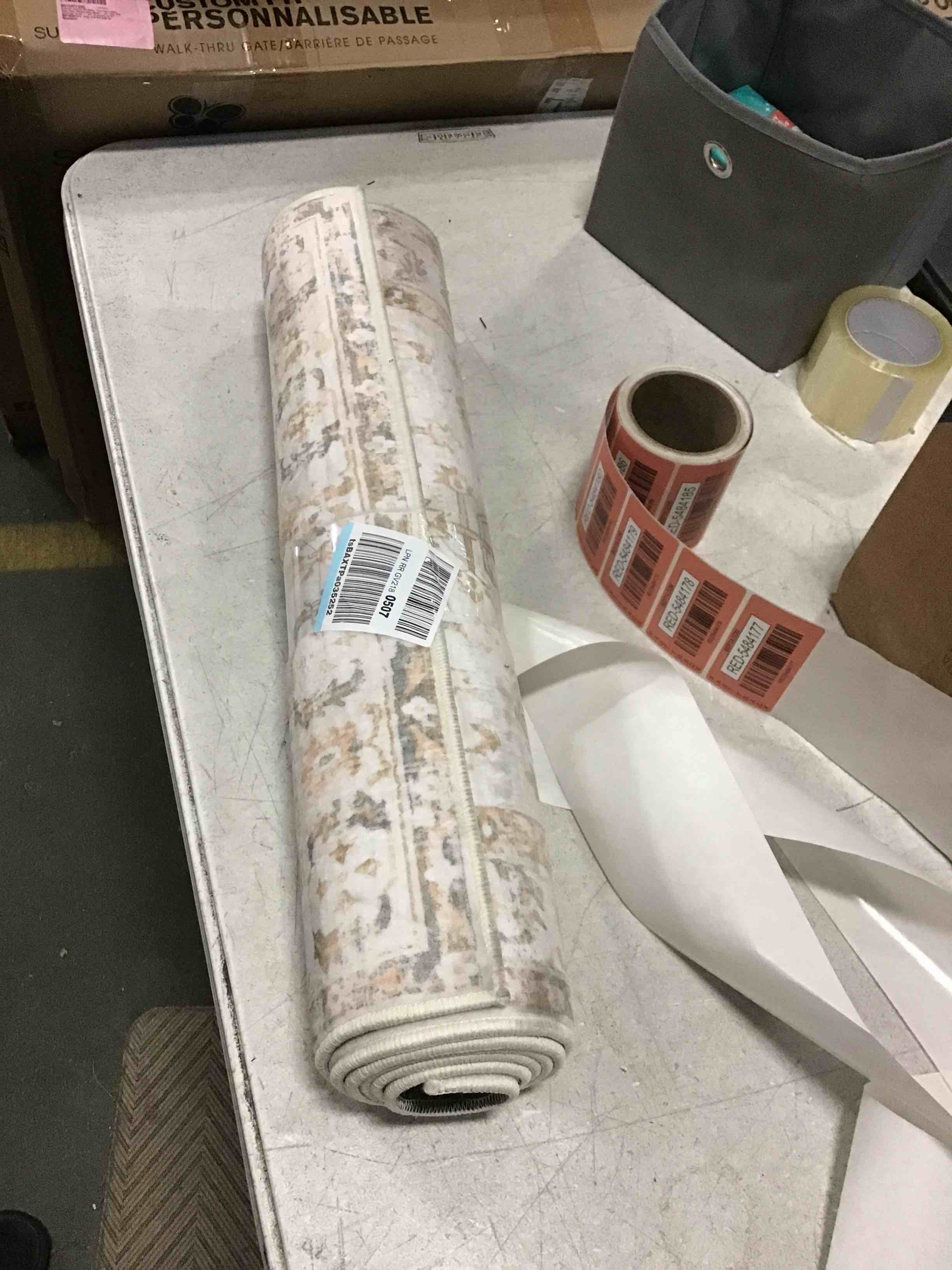 very soft cream and grey rug runner