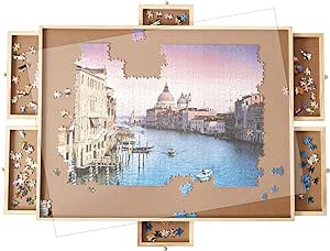 Oliqa 1500 Pieces of Jigsaw Puzzle Board with 6 Drawers & Covers, Portable Jigsaw Puzzle Table, 26'' X 34", Puzzle Accessories Puzzle Storage?Suitable for Adults and Children