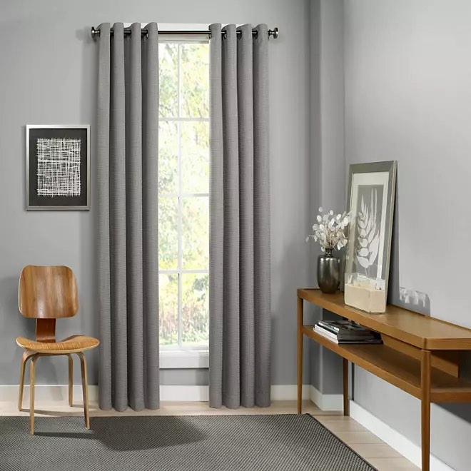 Eclipse Palisade Blackout Grommet Window Curtain (52 in x 84 in, Grey)