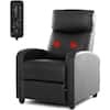 Black Living Room Chair Recliner Chair for Bedroom Massage Recliner Sofa Chair Home Theater Seating Recliner Leather
