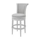 New Ridge Home Goods Chapman 30in. Bar-Height Wood Barstool with Upholstered Back and Swivel Seat, Alabaster White