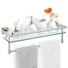 INCOMPLETE *Bathroom Glass Shelf Towel Rack Shelf Glass Organizer Wall-Mounted Bathroom Storage SUS304 Stainless Steel Towel Bar