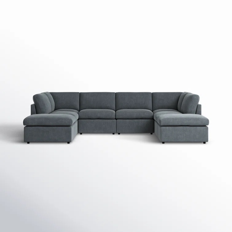 ((INCOMPLETE ONLY PART )) Arvill Amuri 129'' Wide Symmetrical Modular Corner Sectional with Ottoman