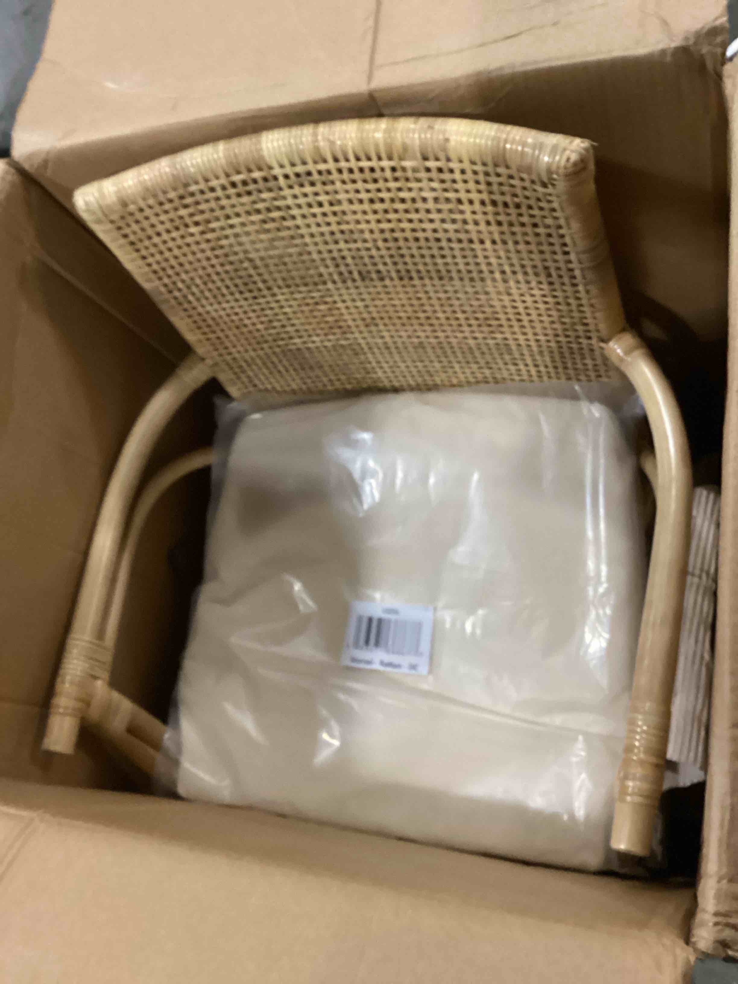 Alvi Fabric Low Back Rattan Arm Chair Dining Chair