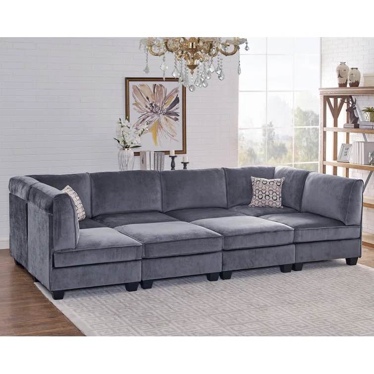 (incomplete)Dawnelle 120" Wide Symmetrical Modular Sectional with Ottoman