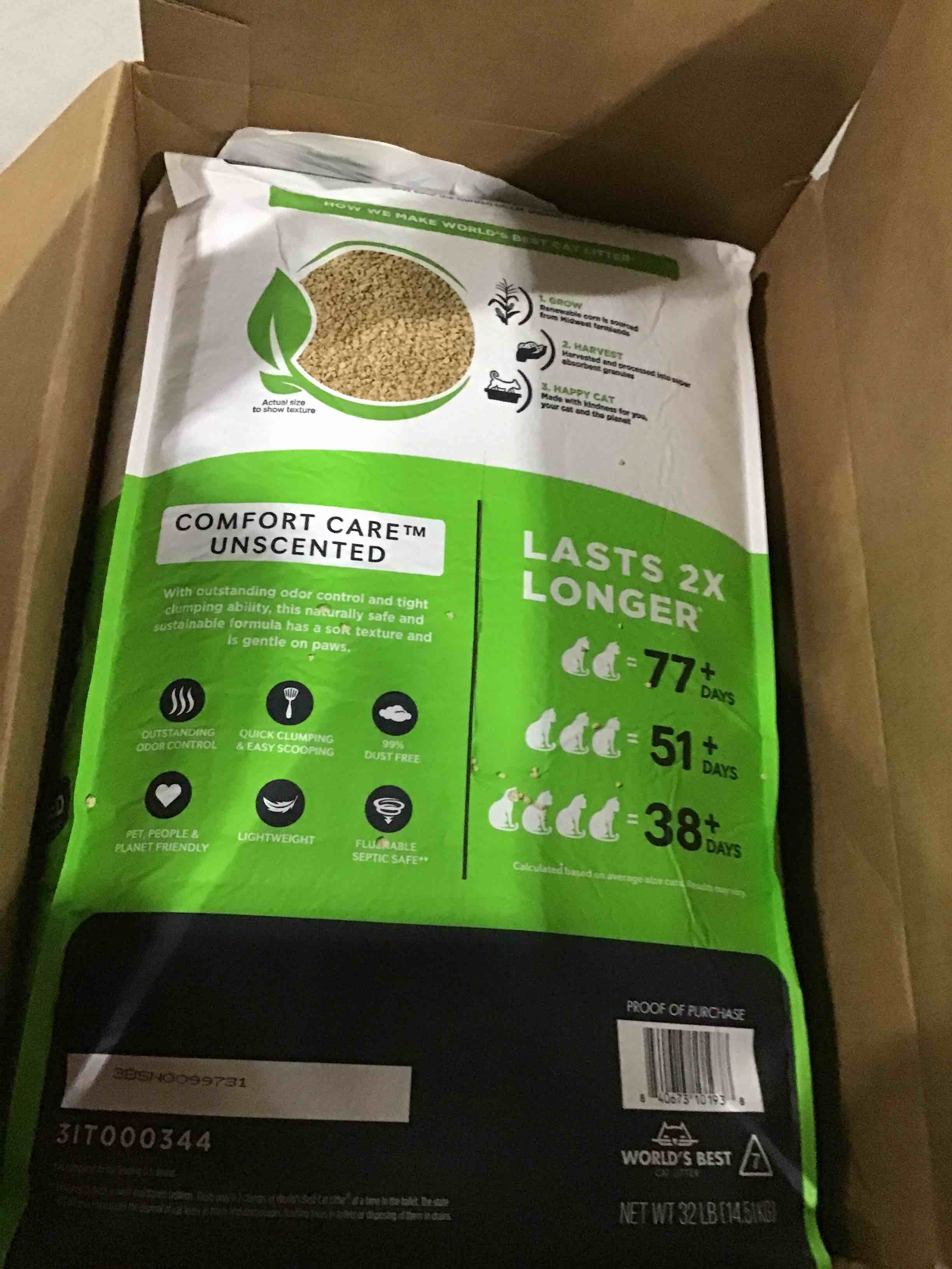 WORLD'S BEST CAT LITTER Original Unscented, 32Pounds