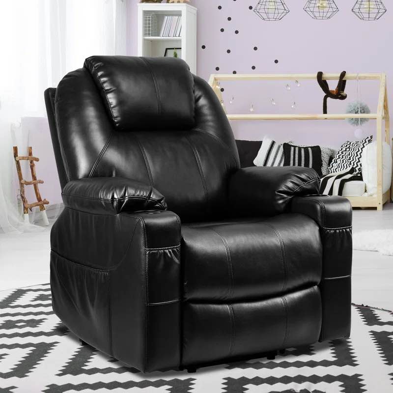 Eddystone Leather Power Lift Heated Massage Recliner