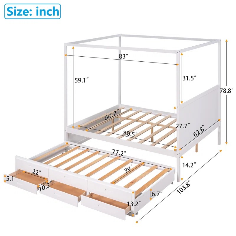 (box 1of 2 ) (incomplete) Solaris Queen Storage Canopy Bed