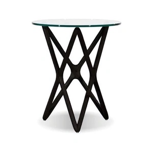 (incomplete) (box 1 of 2 ) Geo 22 Inch Tall Glass Cross Legs End Table