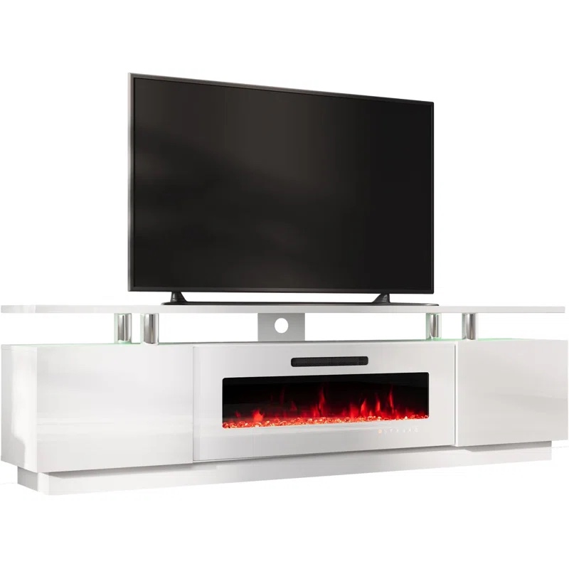 (similar) Melitza 80.3'' W Storage Credenza with Electric Fireplace Included