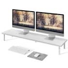 White Dual Monitor Stand Riser, ROCDEER Underneath Storage for Desk Office Supplies, and Supports for Computer Monitor, Heavy TV Riser up to 130 lbs