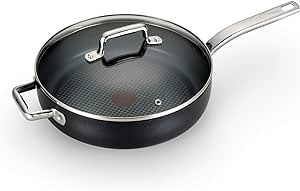 T-fal C51782 ProGrade Titanium Nonstick Thermo-Spot Dishwasher Safe PFOA Free with Induction Base Saute Pan Jumbo Cooker Cookware, 5-Quart, Black