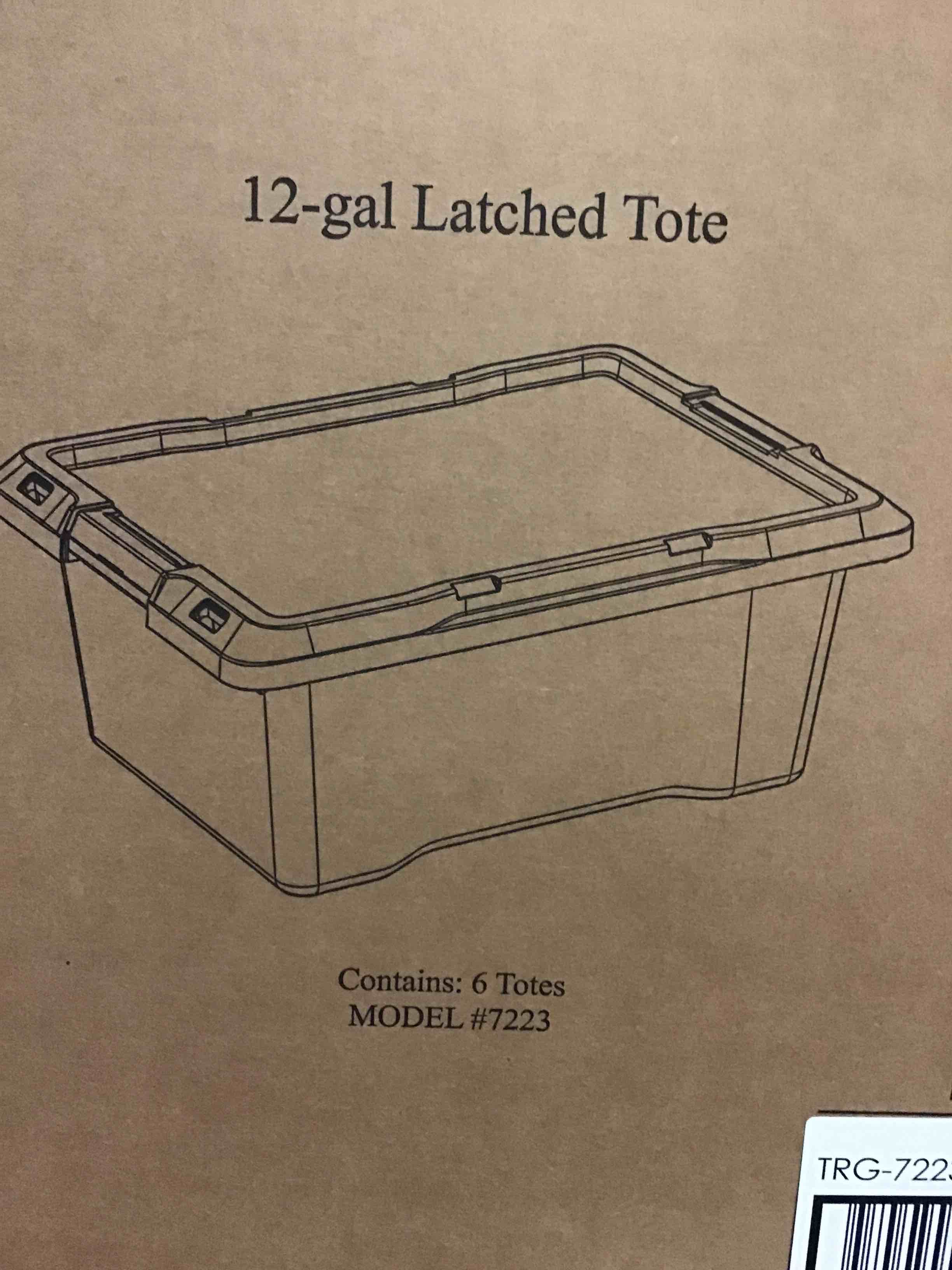 7223 6 totes 12 gal latched tote black
