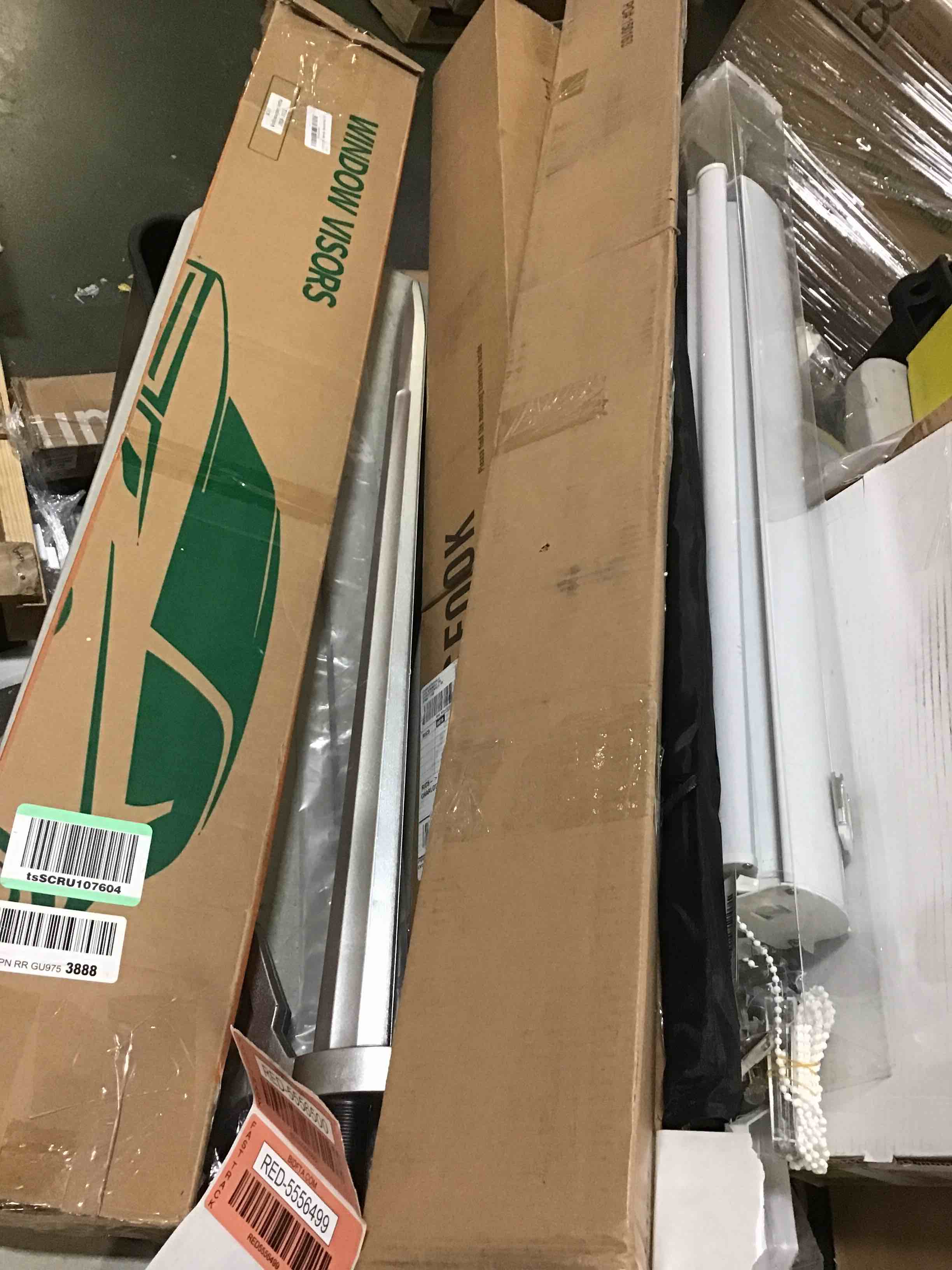 assorted curtain rods,cordless,fishing pole and more