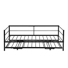 ZNTS Twin Size Metal Daybed with Adjustable Trundle, Pop Up Trundle, Black