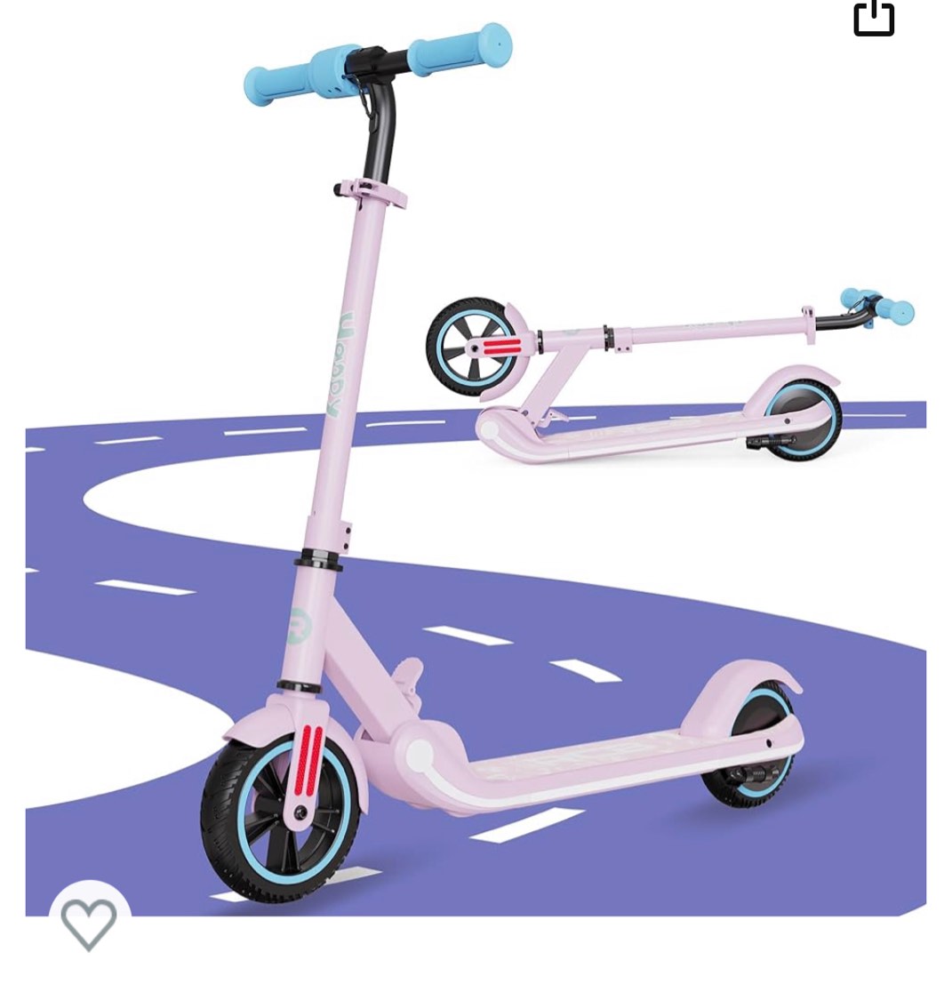 RCB Electric Scooter for Kids Ages 6-12,Up to 9.3 MPH & 5 Miles Kids Kick Scooter with Colorful Lights, LED Display, Adjustable Speed and Height