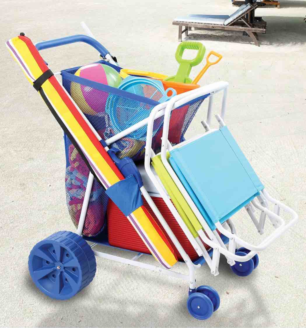 Bundaloo Beach Cart with Big Wheels for Sand - Foldable Wagon with Large Capacity and Easy Transports Beach Gear