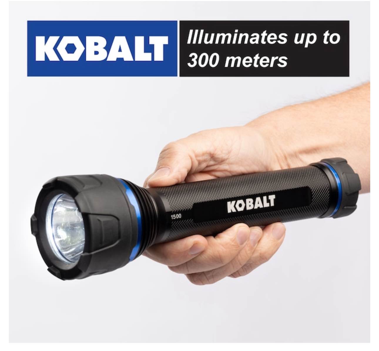 KOBALT Virtually Indestructible Waterproof 1000-Lumen 3 Modes LED Spotlight Flashlight