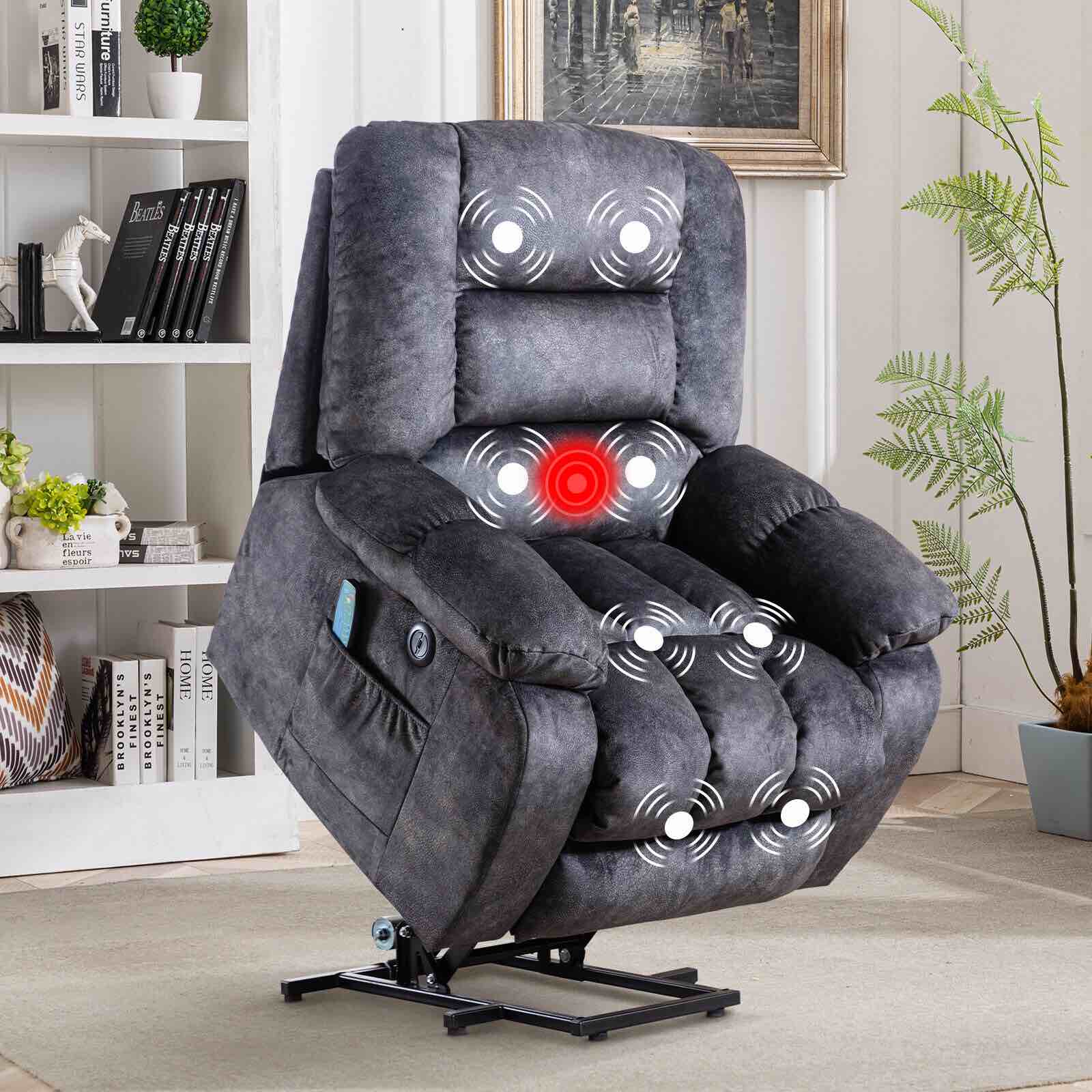 Massage and Heated Lift Recliner for Elders Big Size 4-Position Recliner Chair (incomplete, box 1 of 3 only)