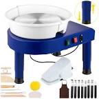VEVOR Pottery Wheel, 14in Ceramic Wheel Forming Machine, 0-300RPM Speed 0-7.8in Lift Table Electric Clay Machine, Foot Pedal Detachable Basin Sculpting Tool Accessory Kit for Work Home Art Craft DIY