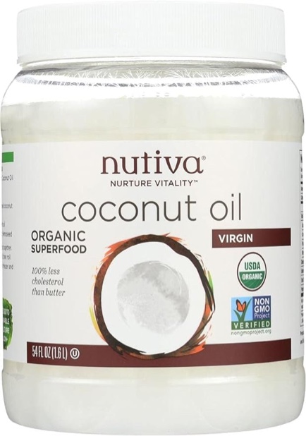 Nutiva Organic Coconut Oil 54 fl oz, Cold-Pressed, Unrefined Cooking Oil, Natural Hair Oil, Skin Oil, Massage Oil, USDA Organic, Extra Virgin Coconut Oil (Aceite de Coco) (Pack of 2)