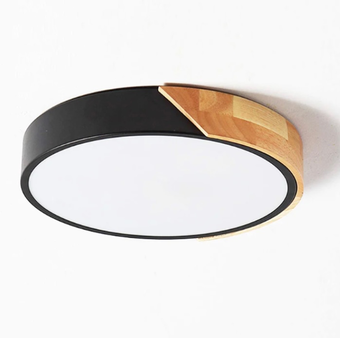 WDENI Ceiling Lights Dimmable Modern Wood Flush Mount Ceiling Light, Light Fitting Ceiling for Living Room Bedroom Kitchen Lounge Hallway, 15.7Inch,36W