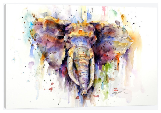 Elephant Water Color Canvas Painting .Similar to Stock Photo.