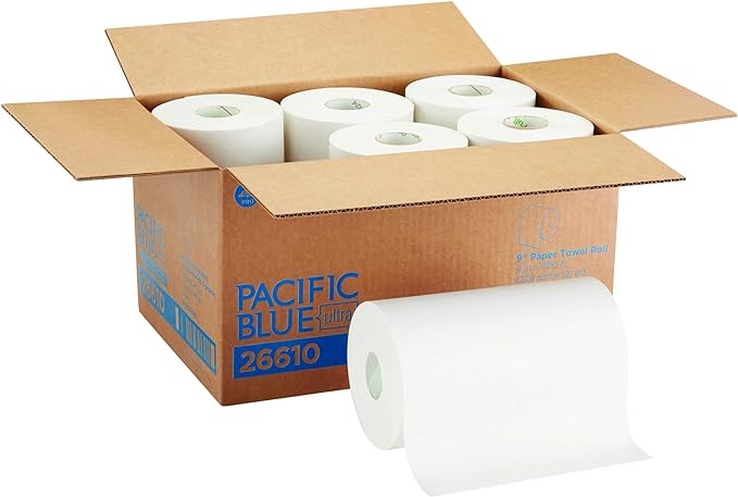 Georgia-Pacific Blue Ultra 9" Paper Towel Roll (Previously Branded SofPull) White 26610 400 Feet Per Roll 6 Rolls Per Case