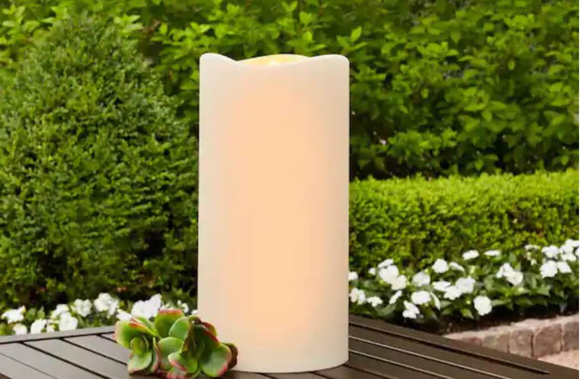 Hampton Bay 6 In. X 12 In. Battery Operated Outdoor Patio Resin Led Candle
