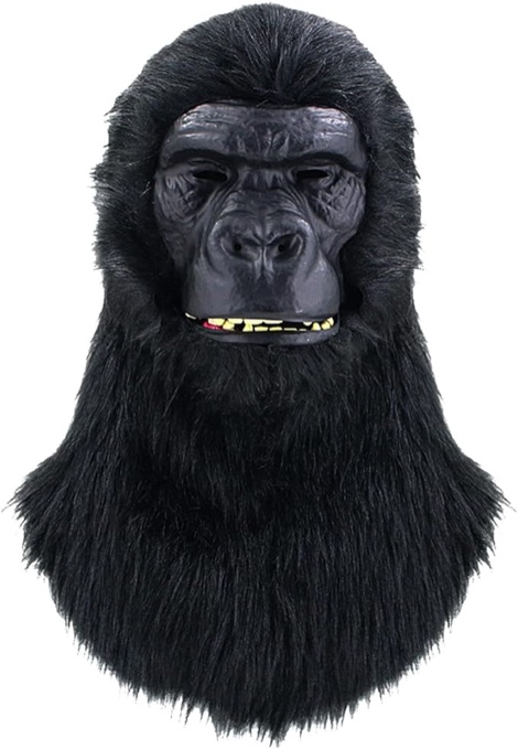Fantasy J Halloween Black Gorilla Mask Movable Mouth, Moving Jaw Animal Ape Chimp Mask Costume for Halloween Festival Costume Party