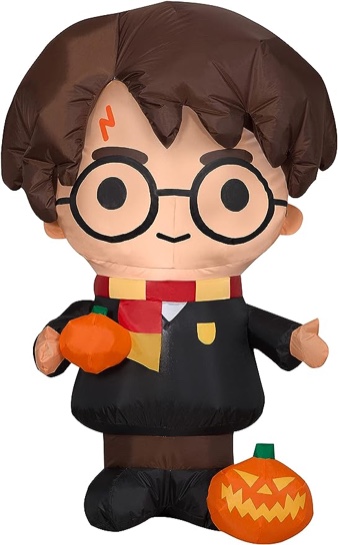 Gemmy Airblown Inflatable Harry Potter with Pumpkin, Black 4.5ft