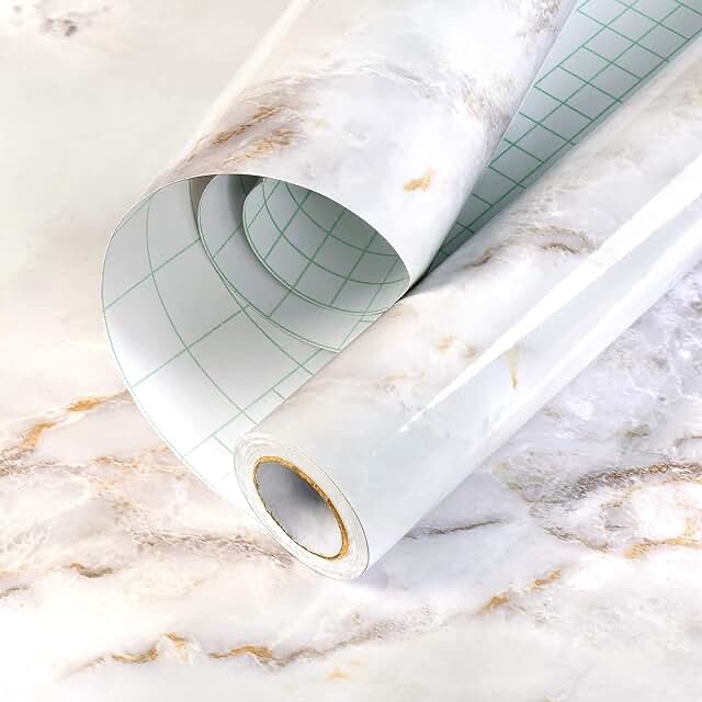 Homein Marble Contact Paper White Peel and Stick Self Adhesive Vinyl Film for Furniture Decorative Easy to Apply(35.4" x 78.7")