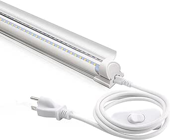 Barrina LED Shop Ceiling Light, 4FT 40W 5000LM 5000K with Reflectors, V Shape, Daylight White for Garage, Clear Cover, T8 Integrated Light Fixture