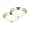 Commercial Electric 13 in. 180-Watt Equivalent Brushed Nickel Integrated LED Flush Mount with Frosted Glass Shade (2-Pack