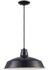Sherman 1-Light Black Pendant Light Fixture with Metal Shade