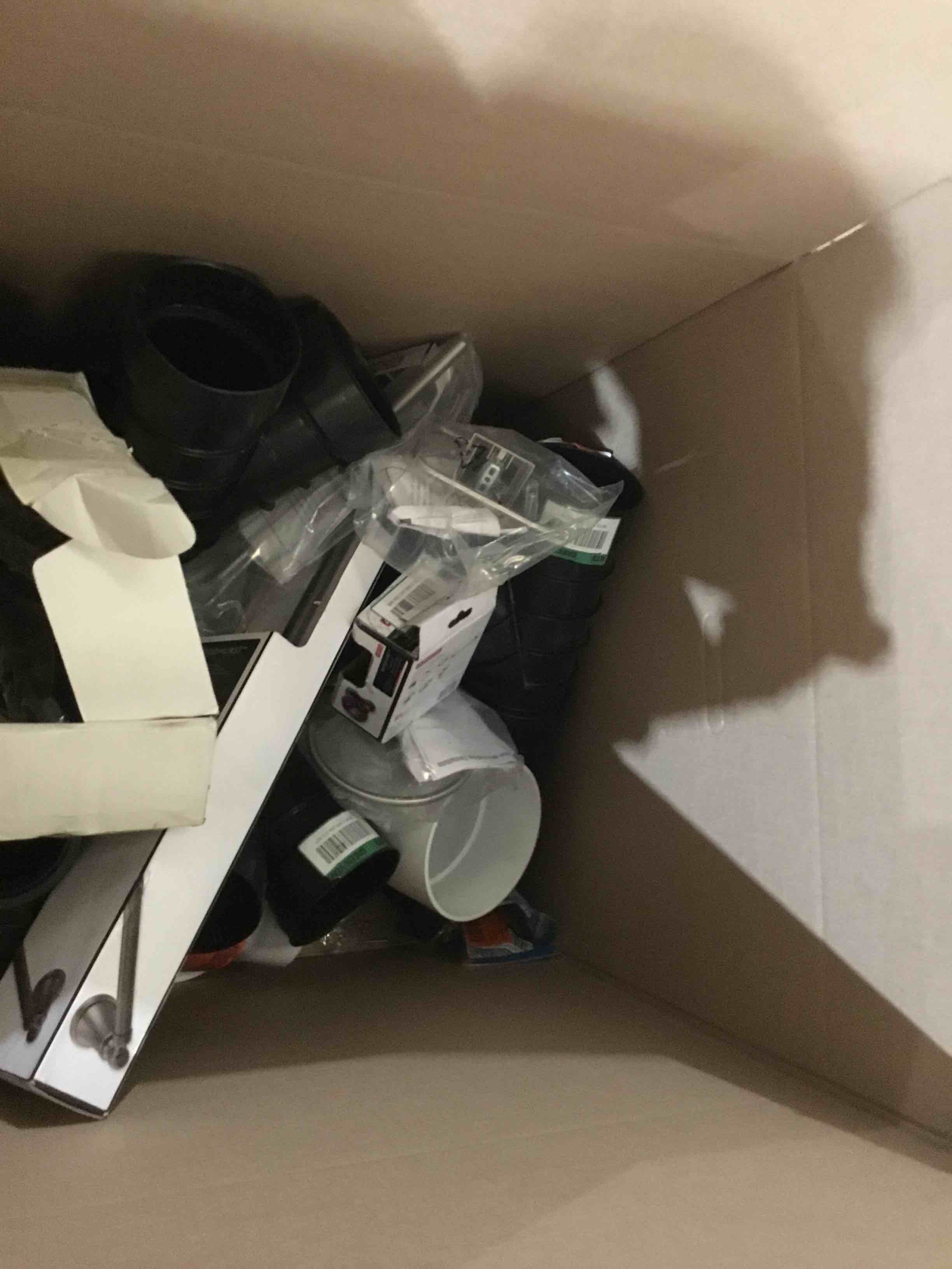 Assorted box of Miscellaneous Plumbing, Drains, PVC, Hose, Stainless Steel Strainer, Towel Bars, Towel Ring, Robe Hook, etc.