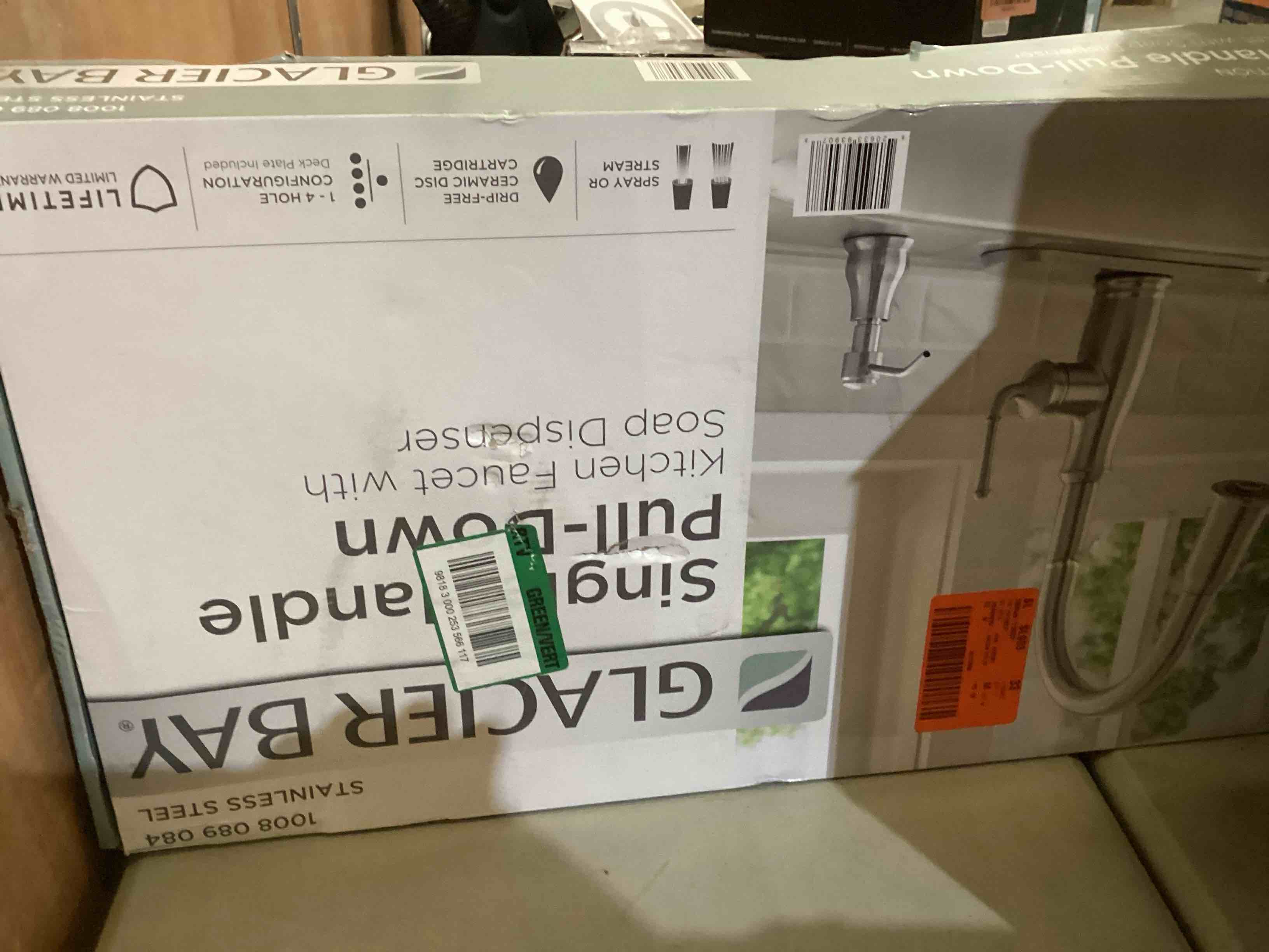 Glacier Bay Pull Down Kitchen Faucet, Stainless Steel, Kagan, Silver