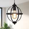 Black Pendant Light Modern Globe 1-Light 9.5 in. Cage Geometric Kitchen Island Foyer Pendant Chandelier