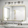 30 in. W x 40 in. H Rectangular Modern Aluminum Alloy Framed Rounded Gold Wall Mirror