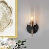 Modern 1-Light Brass Gold Wall Sconce, Black Vanity Light with Open Cylinder Clear Glass Shades Wall Light