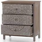 Beige Accent Cabinet with 3-Drawer