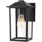  1-Light 12 in. Black Hardwired Transitional Outdoor Wall Lantern Sconce Light with Clear Glass