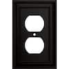Hampton Bay Derby Matte Black 1-Gang Single Duplex Outlet Wall Plate