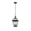 Home Decorators Collection Glenneyre 8-5/8 in. W 2-Light Matte Black French Quarter Gas Style Outdoor Hanging Pendant Light with Clear Glass