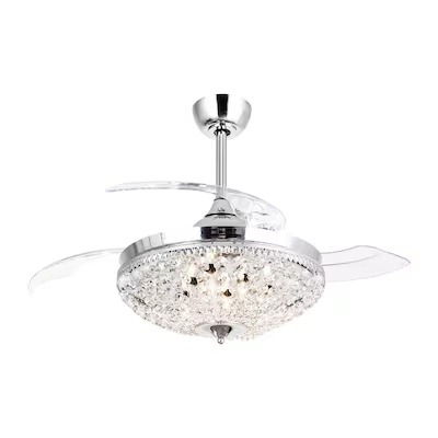 Parrot Uncle 42-in Chrome Indoor Chandelier Ceiling Fan with Remote (3-Blade)